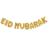 Gouden folieballon met de tekst Eid Mubarak, perfect voor feestelijke decoraties